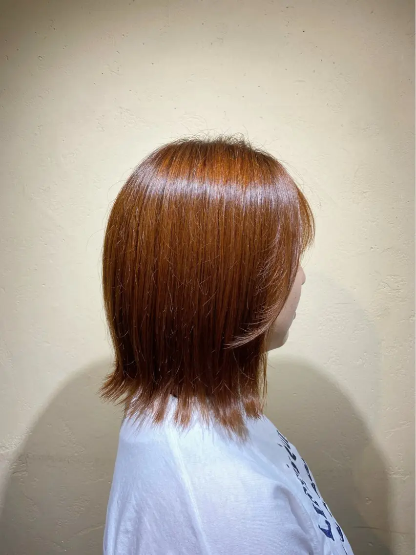 カラー ブリーチ ブラウンカラー ブリーチなしカラー オレンジ オレンジブラウン saya (サヤ)のヘアスタイル