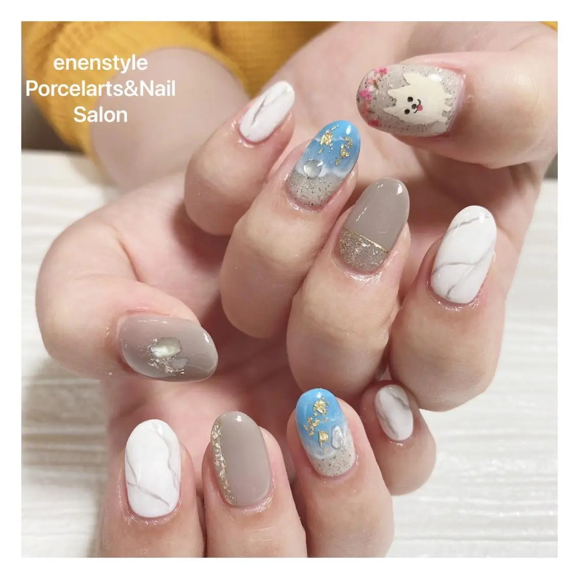ミディアム ネイル 🐾enen style 🐾のネイルデザイン