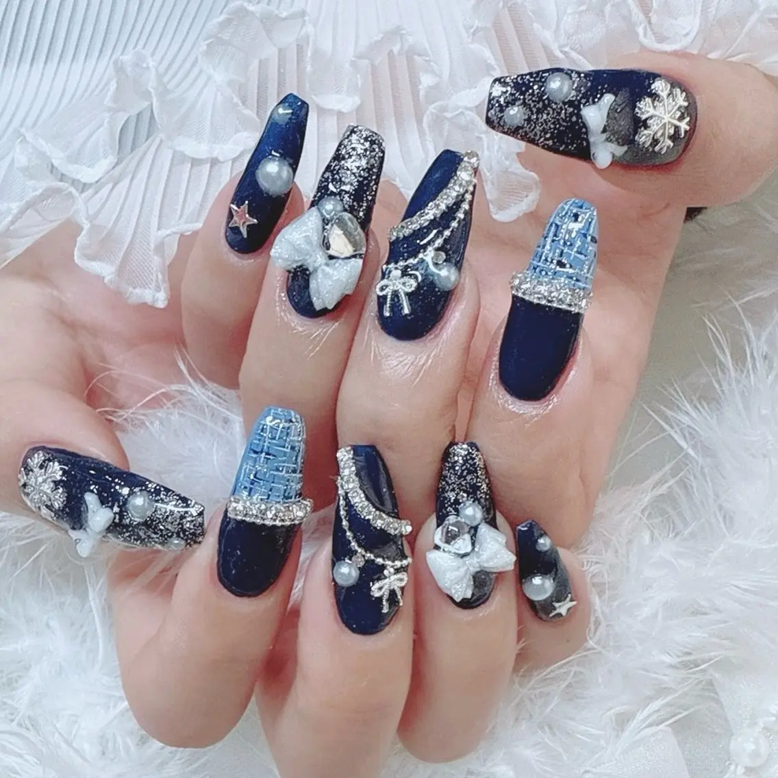 ネイル 成人式 リボン バレンタイン ハンドネイル Nail lieNのネイルデザイン