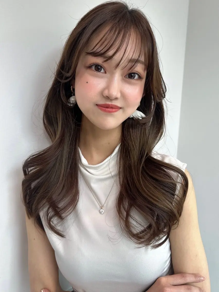 セミロング カラー 透明感カラー 顔周りカット レイヤーカット トリートメント カット ヘアカラー トリートメント 🩰ナチュラル可愛い kamicare🩰のヘアスタイル