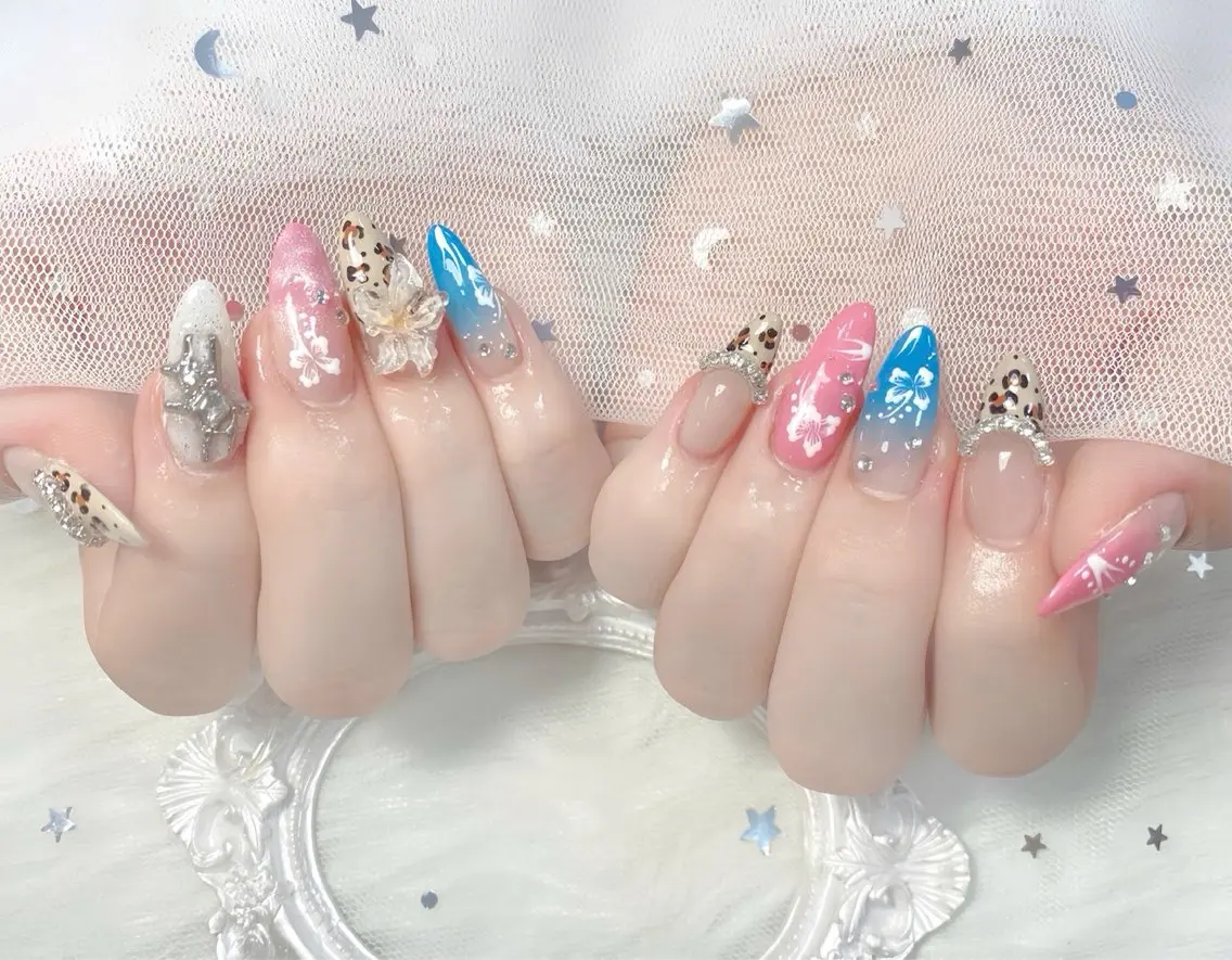 ネイル チークネイル 長さ出し フレンチネイル ジェルネイル グラデーション ハンドネイル THANHTHANH NAILのネイルデザイン