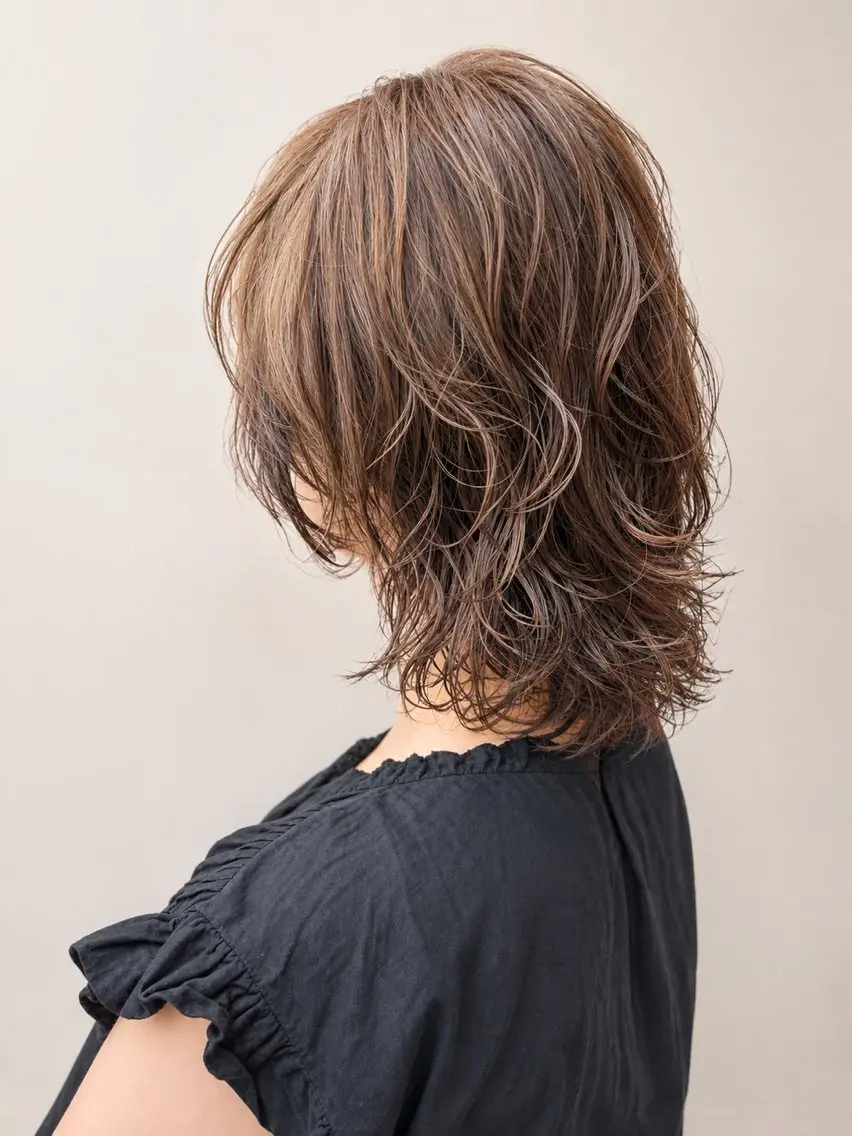 ミディアム パーマ 須山 絵津子のヘアスタイル