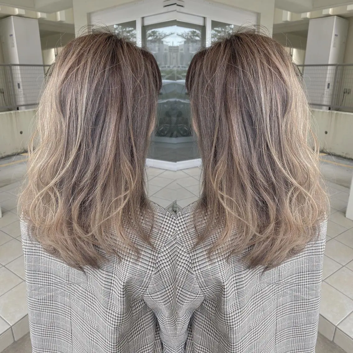 ミディアム カラー ハイライトカラー ハイライト カット ヘアカラー grand juteのヘアスタイル