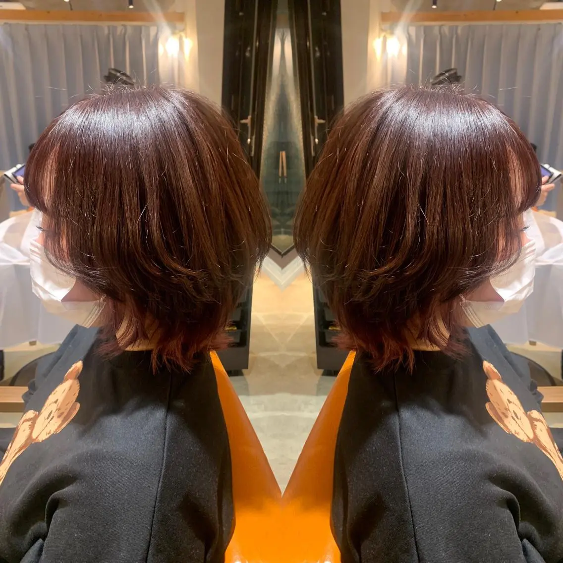 ショート カラー ピンクカラー ウルフカット 韓国🇰🇷 ✂︎hair 内田愛のヘアスタイル