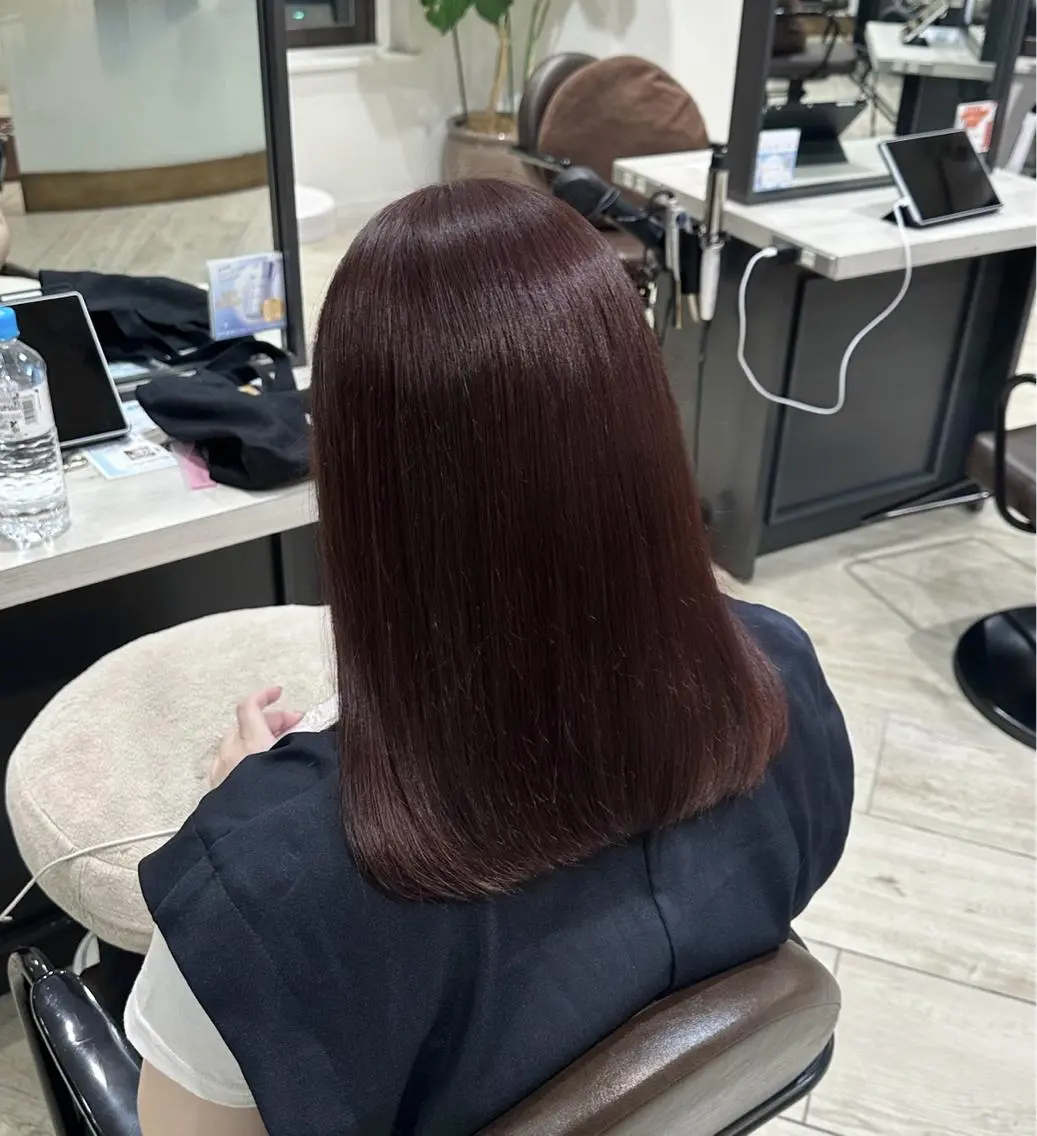 ミディアム カラー 透明感×髪質改善🌀 カナ 銀座のヘアスタイル