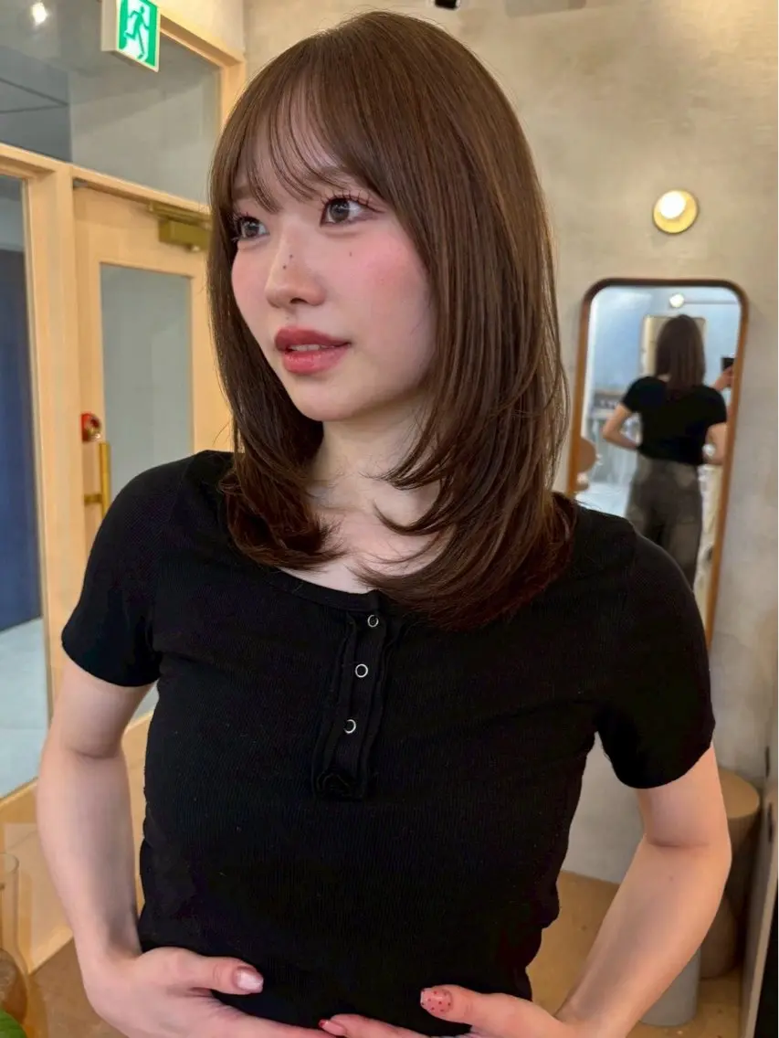 セミロング カラー カット ヘアカラー トリートメント ブリーチなしカラー/ ボブ//おとは🌱のヘアスタイル