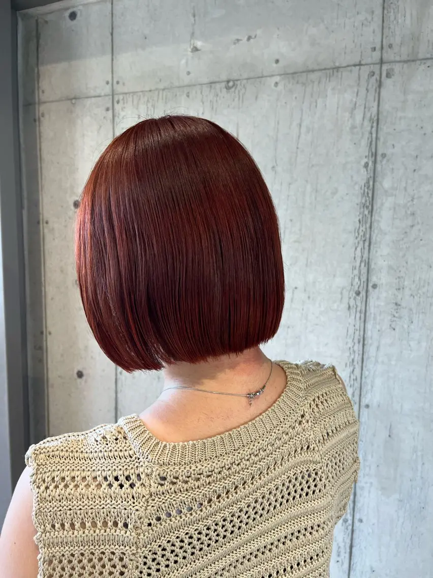 ミディアム カラー ヘアアレンジ カット ヘアカラー トリートメント 🍀透明感カラー×垢 抜けボブ リクト💥のヘアスタイル