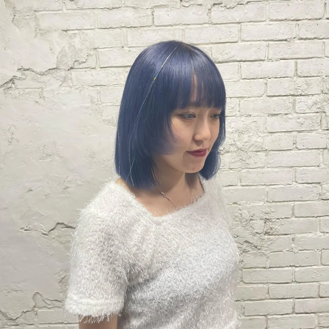 ミディアム カラー ブリーチ ブルーカラー ケアブリーチ nameless miichiのヘアスタイル