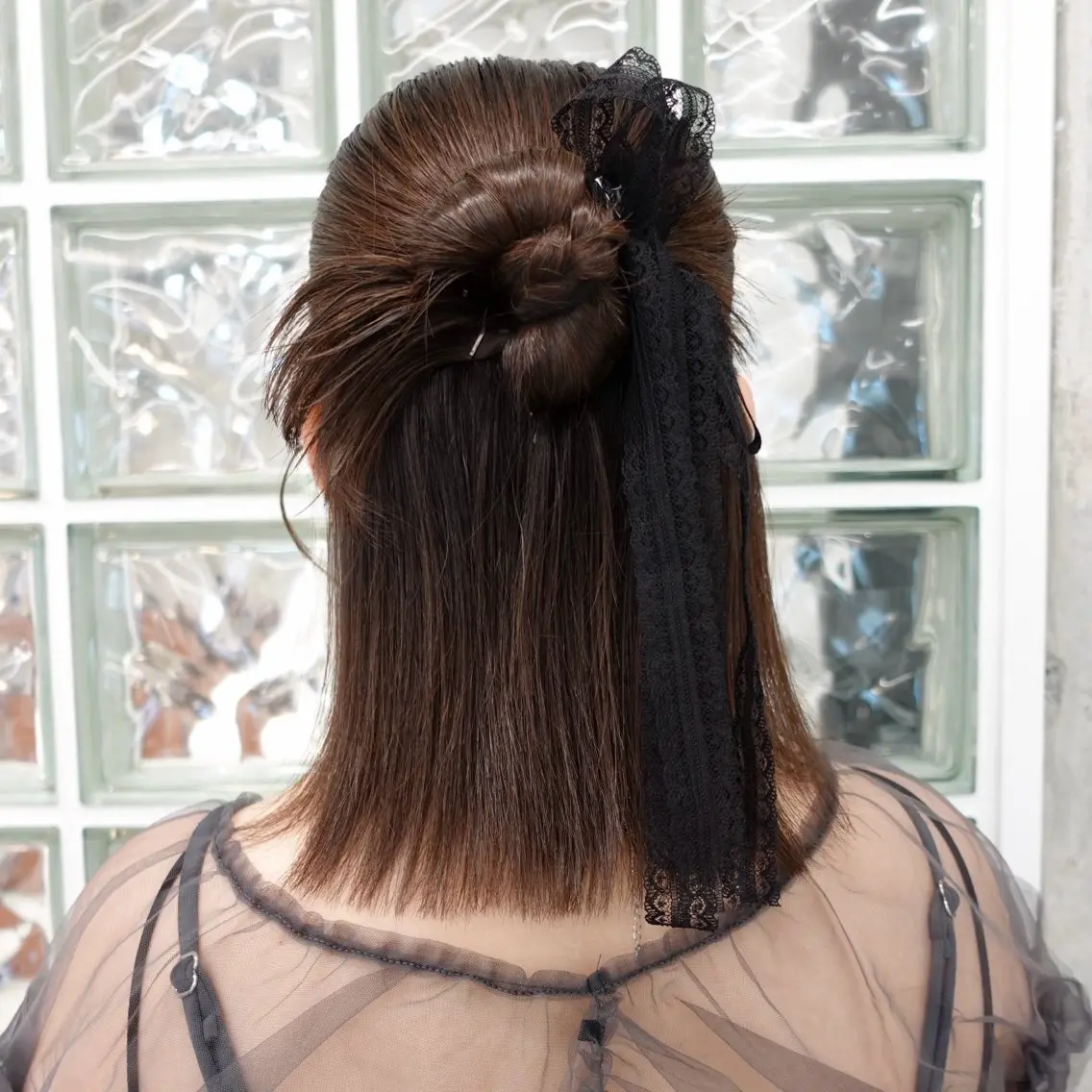 ミディアム ヘアアレンジ ハーフアップ ヘアセット 🌐サトウ リョウ🌐のヘアスタイル