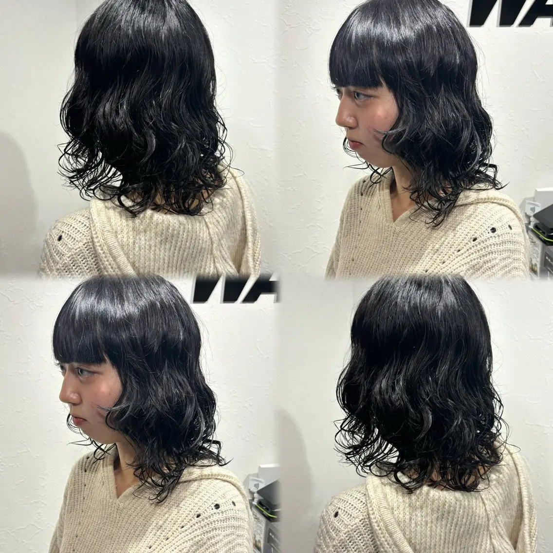 ミディアム パーマ 髪質改善ストレート /暖色カラー🎀🪞のヘアスタイル