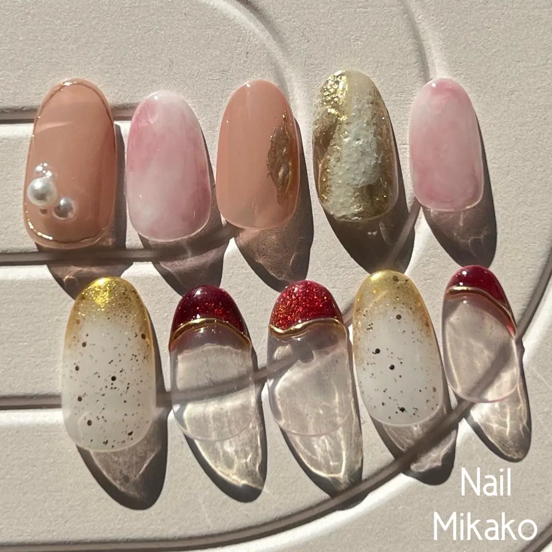 ネイル ブラウン フレンチネイル マグネットネイル ミラーネイル ニュアンスネイル Nail Mikakoのネイルデザイン