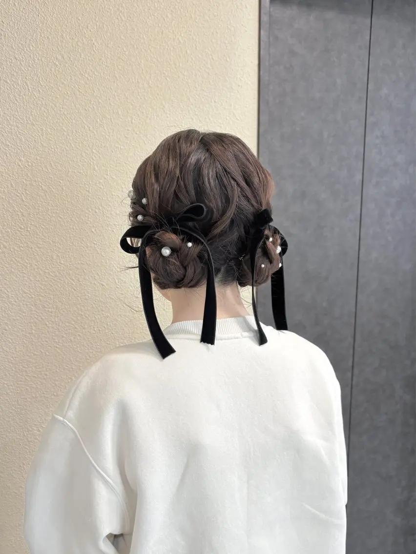 ヘアアレンジ お団子ヘア 結婚式・ブライダル Mila hinaのヘアスタイル