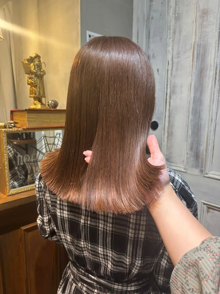 セミロング カラー ブラウンカラー ピンクカラー ピンクブラウン saya 🌟 レイヤー/ツヤ髪のヘアスタイル