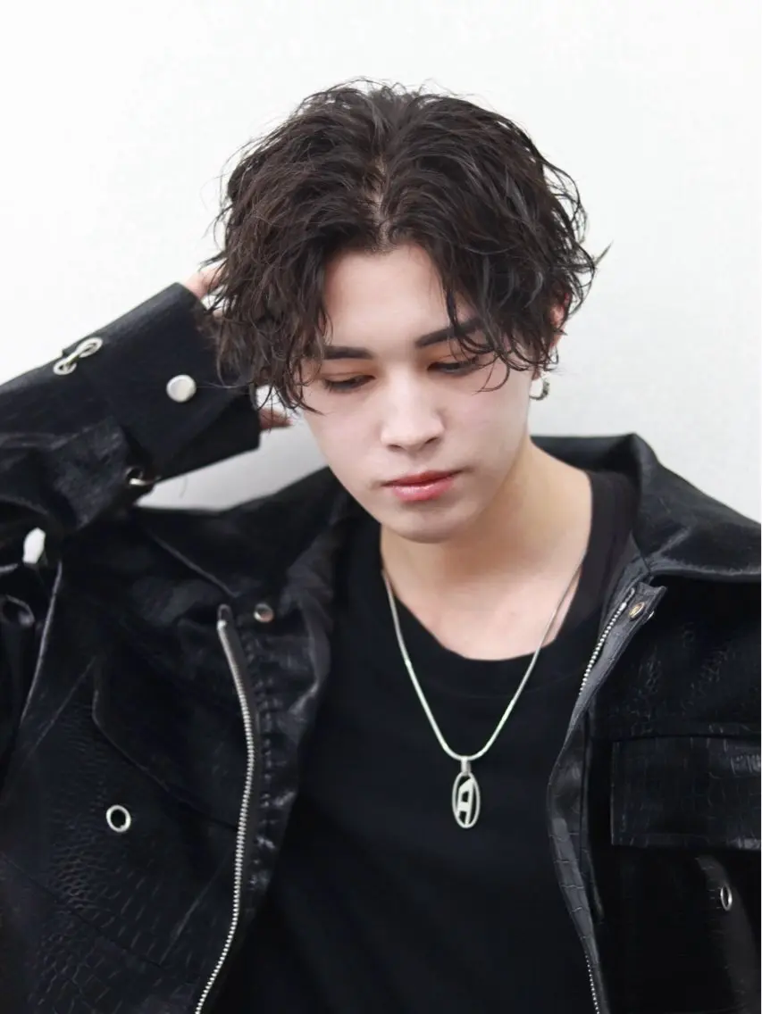 ショート カラー パーマ メンズ カット 🔥メンズ極🔥韓国 シャドウ/波巻き柿崎のヘアスタイル