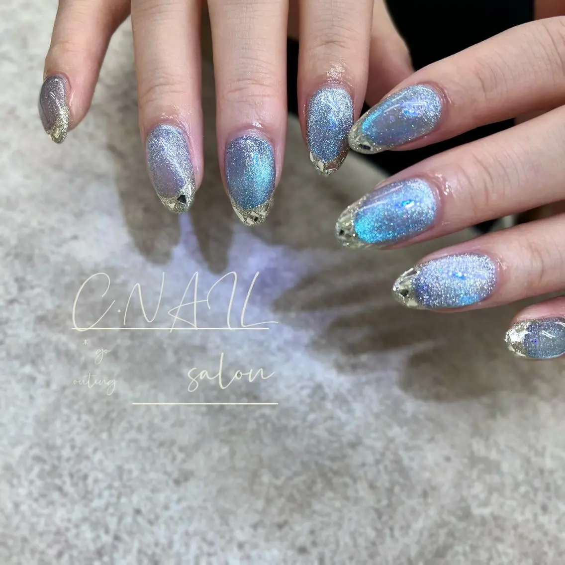 ネイル 桜ネイル フットネイル フレンチネイル ジェルネイル ガラスフレンチ C.Nail &Eyeのネイルデザイン