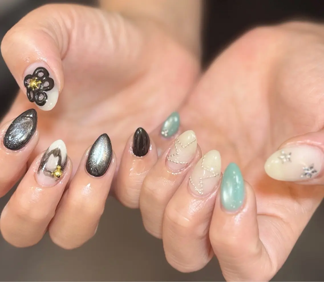 ネイル アートネイル ジェルネイル マグネットネイル メンズネイル ハンドネイル MIMnail メンズネイリストのネイルデザイン