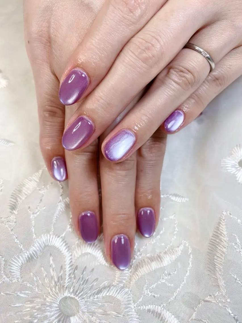 ネイル マグネットネイル パープル ハンドネイル iro+ nailのネイルデザイン
