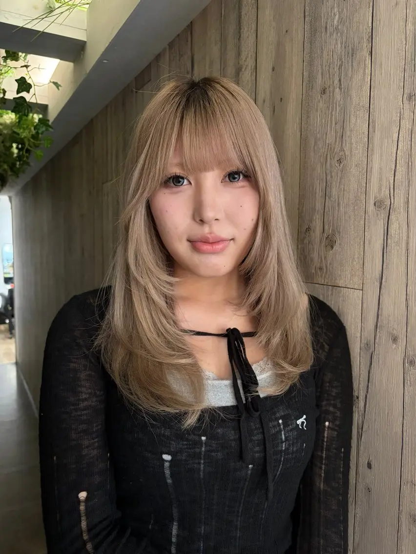 ロング 顔まわりレイヤー 顔周りカット レイヤーカット 夢 菜のヘアスタイル