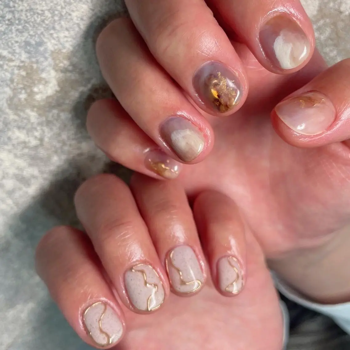 ネイル アートネイル ニュアンスネイル ショートネイル ハンドネイル lilbondir. chiharuのネイルデザイン