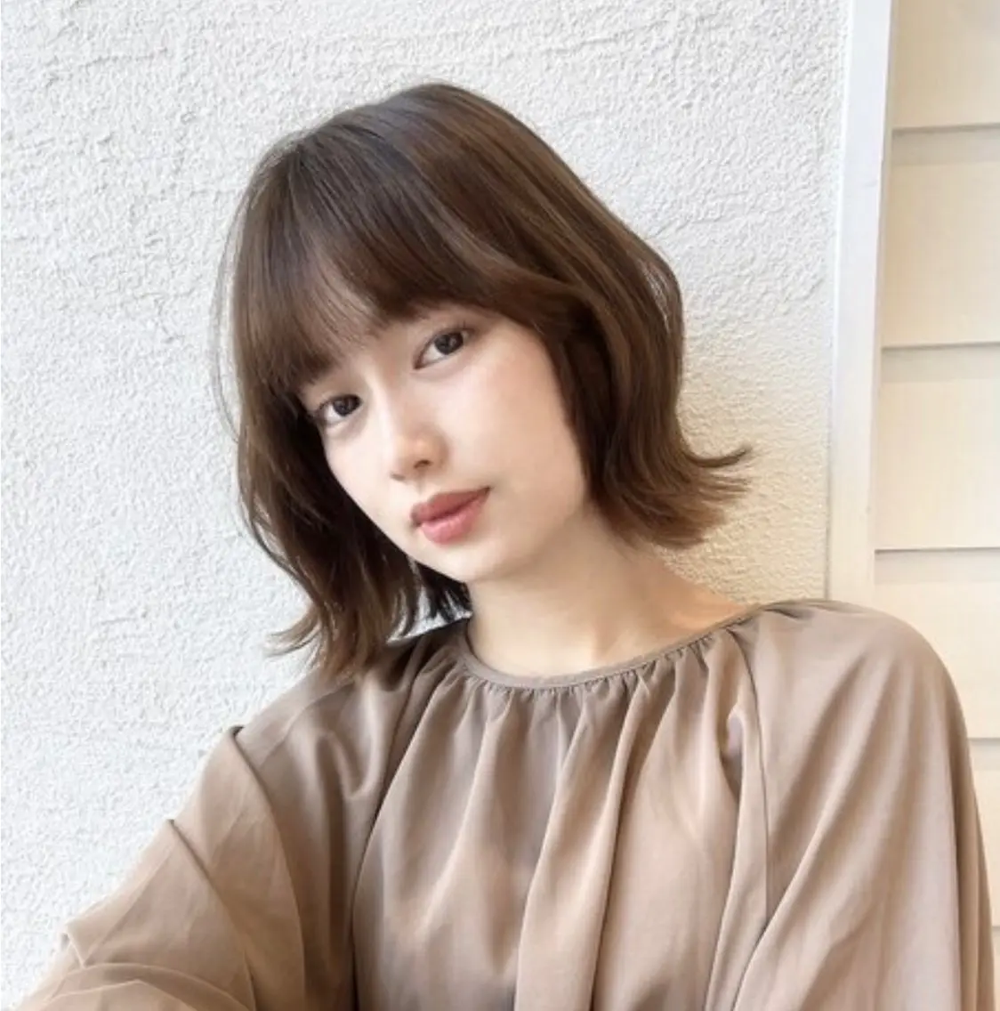 ミディアム ボブ くびれヘア 梶 久菜乃のヘアスタイル