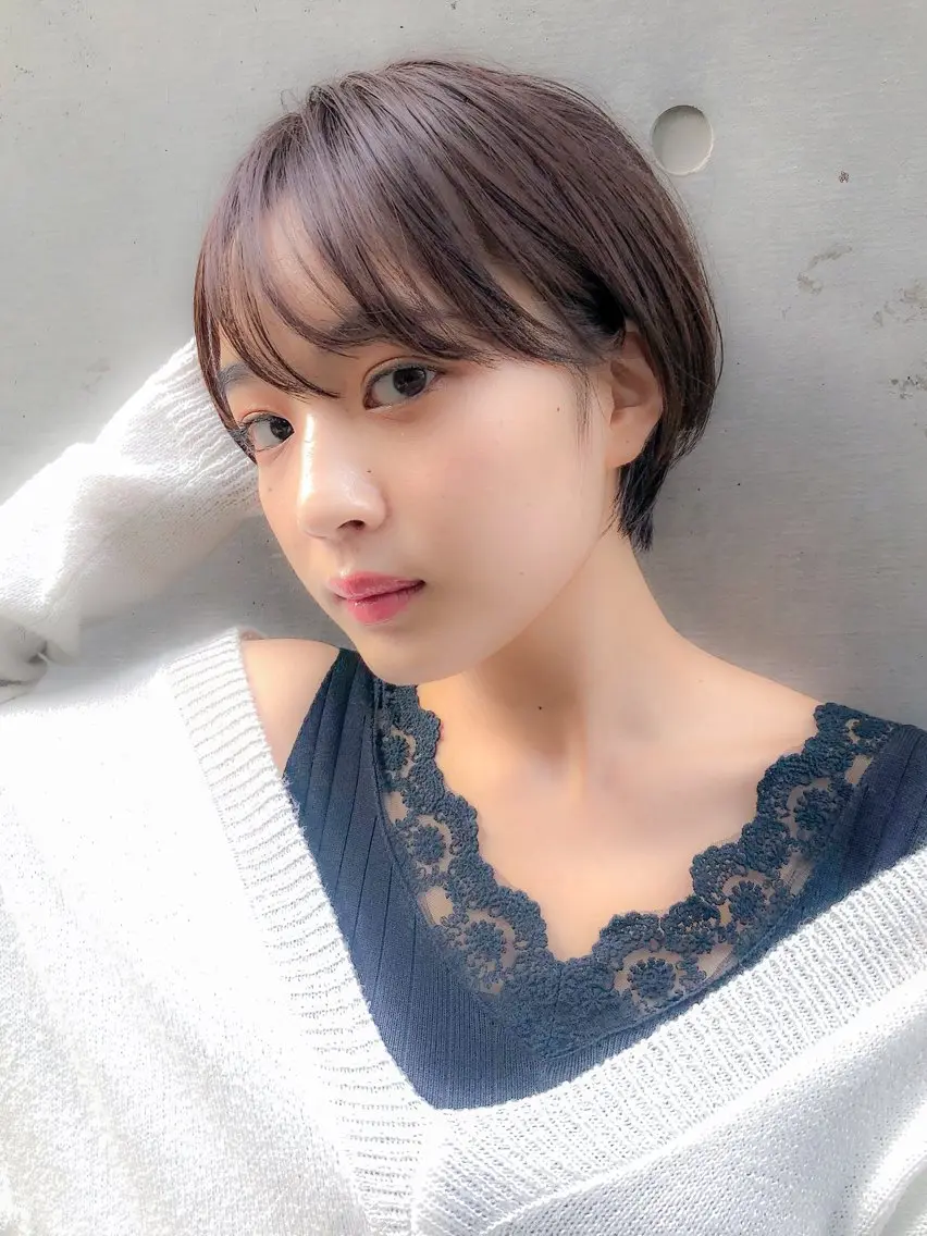 ショート カラー 丸みショート ボブ 似合わせカット ショートヘア 顔周りレイヤー/ボブ 銀座✨中野まさひろのヘアスタイル