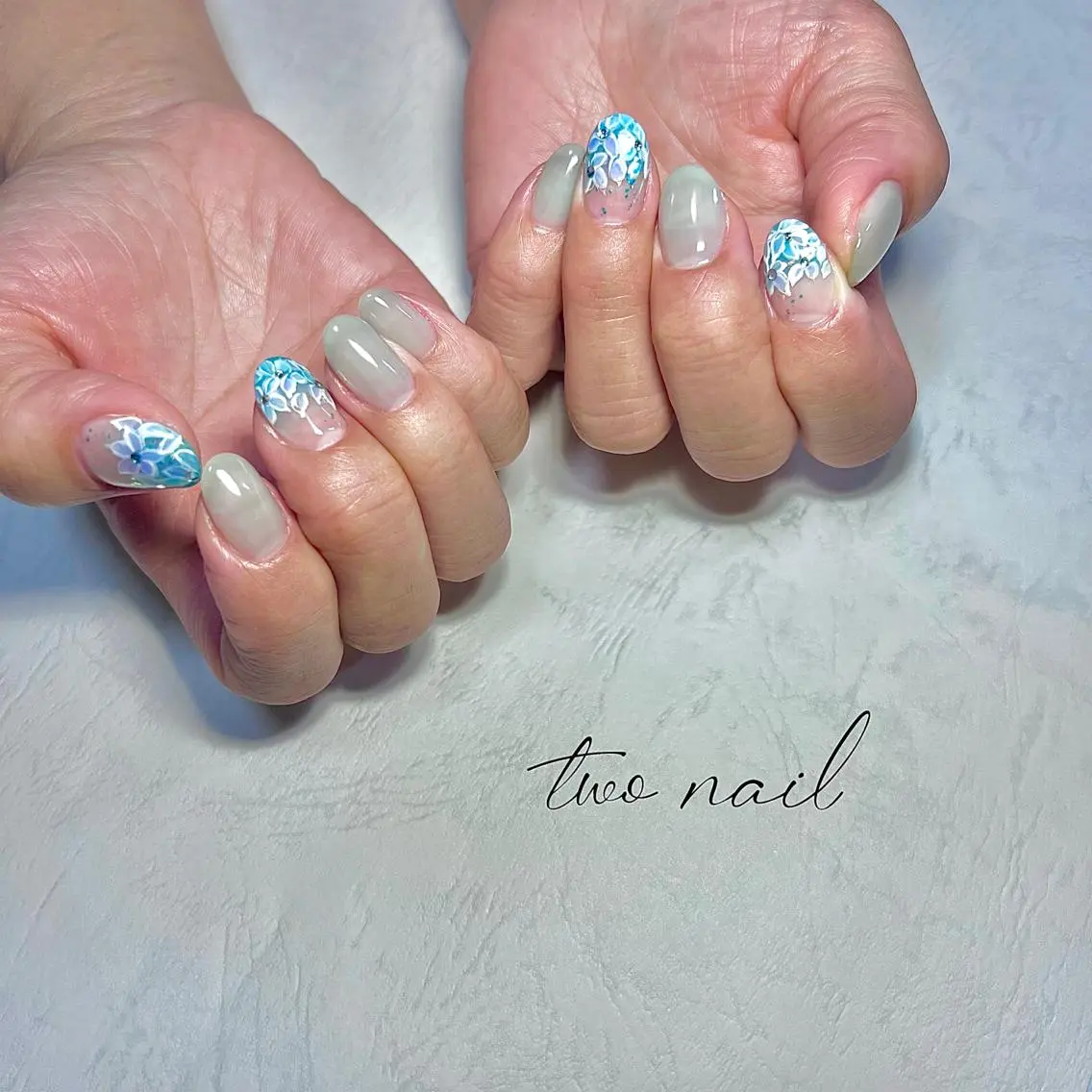 ネイル アートネイル フットネイル ハート ニュアンスネイル ホワイト two nailのネイルデザイン