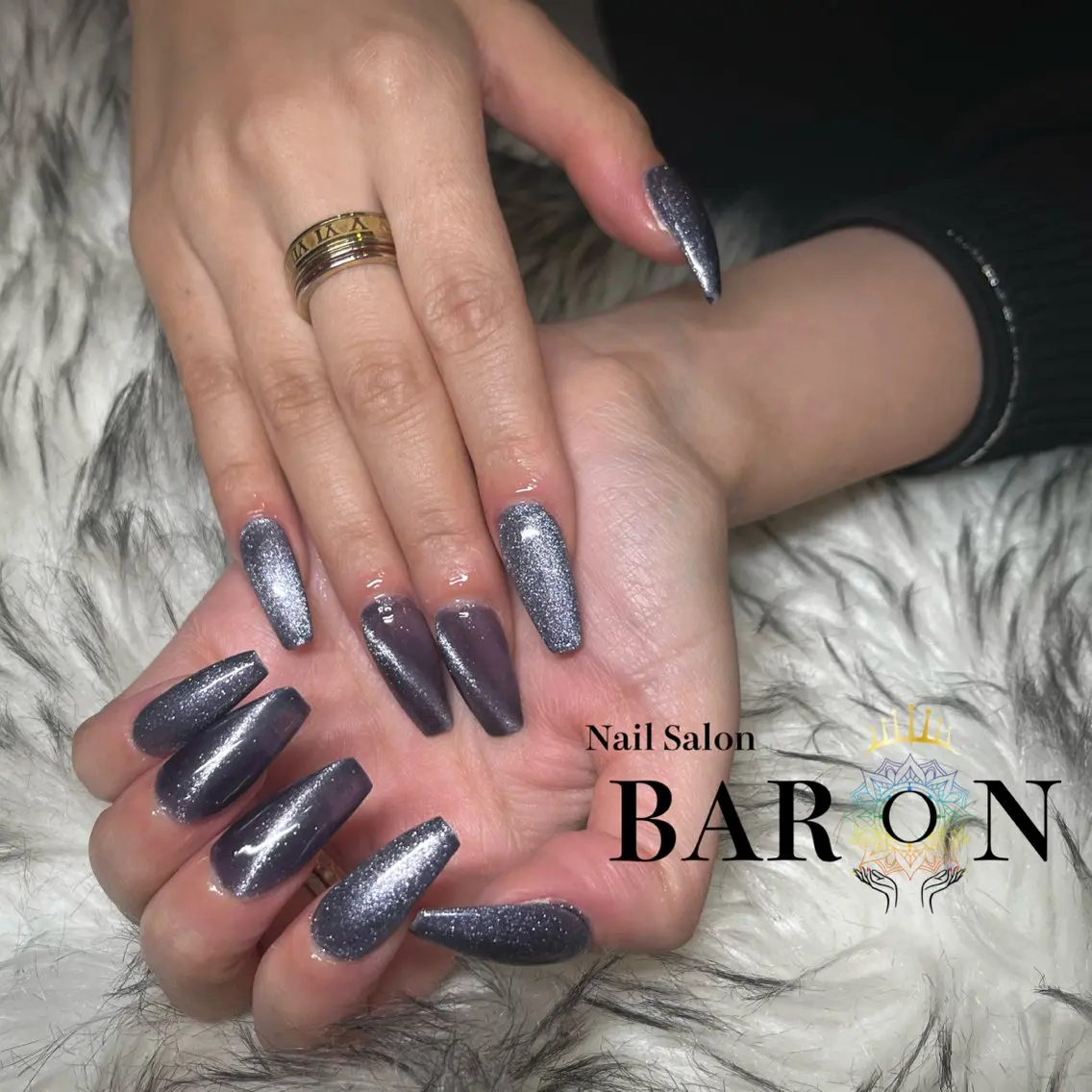 ネイル マグネットネイル ネイビー ハンドネイル ☆SAKI☆ BARON 店長のネイルデザイン