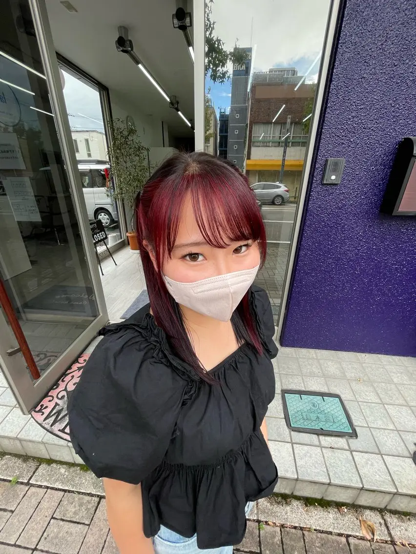 ミディアム カラー ヘアアレンジ デザインカラー オノ アカネのヘアスタイル