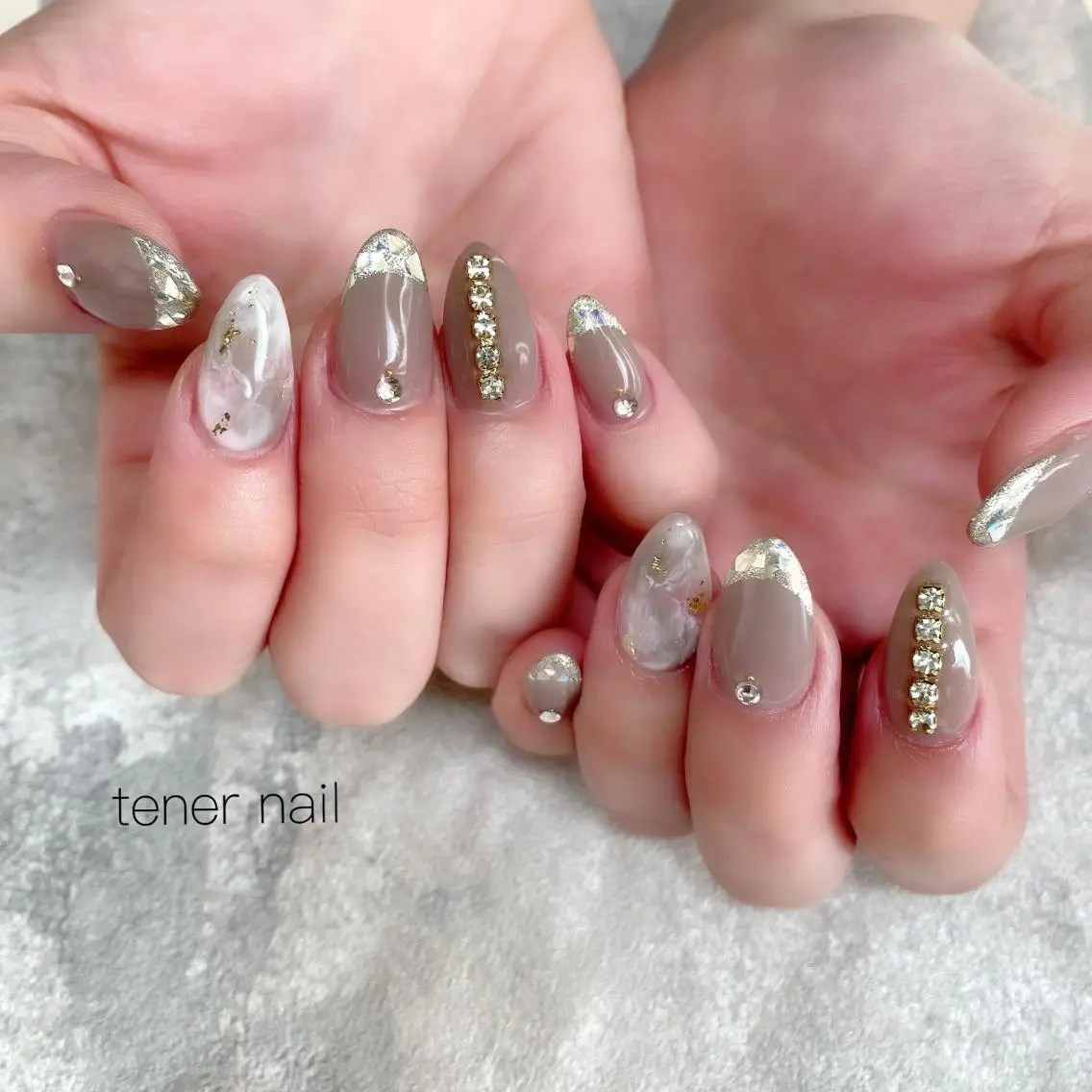 ネイル フレンチネイル ガラスフレンチ 大理石ネイル(マーブル) テネルネイル tener nailのネイルデザイン