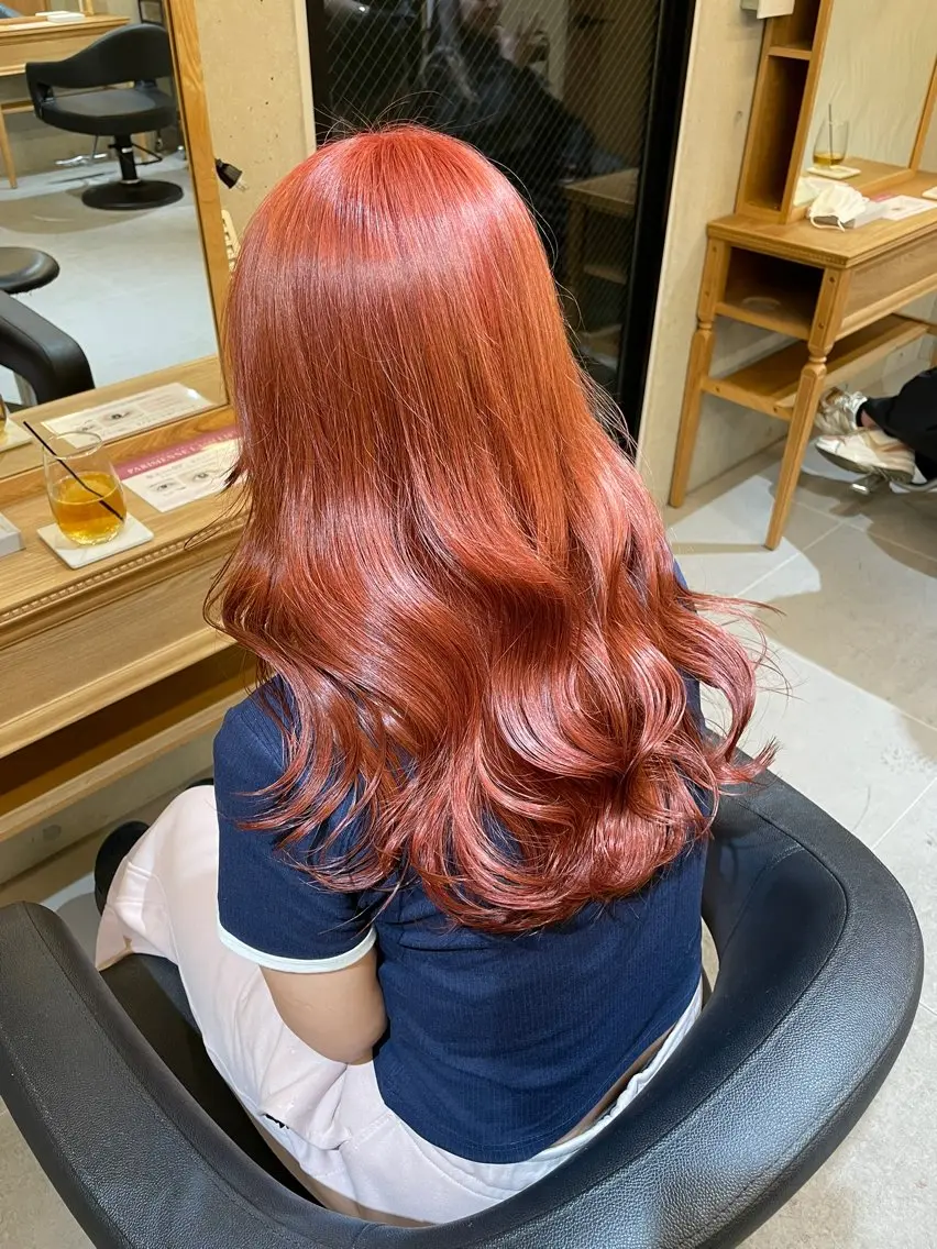 ロング カラー ベージュカラー ブリーチ ケアブリーチ オレンジ オレンジベージュ カット ヘアカラー トリートメント 羽田翔大/ブリーチ/ レイヤー/店長のヘアスタイル