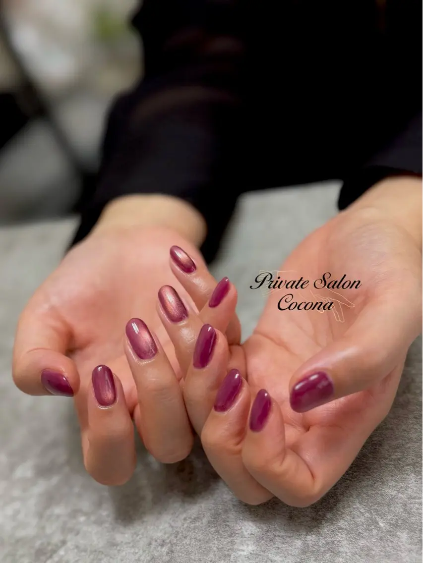 ネイル マグネットネイル マグネットワンカラー ワンカラーネイル ハンドネイル プライベートサロン nailcoconaのネイルデザイン