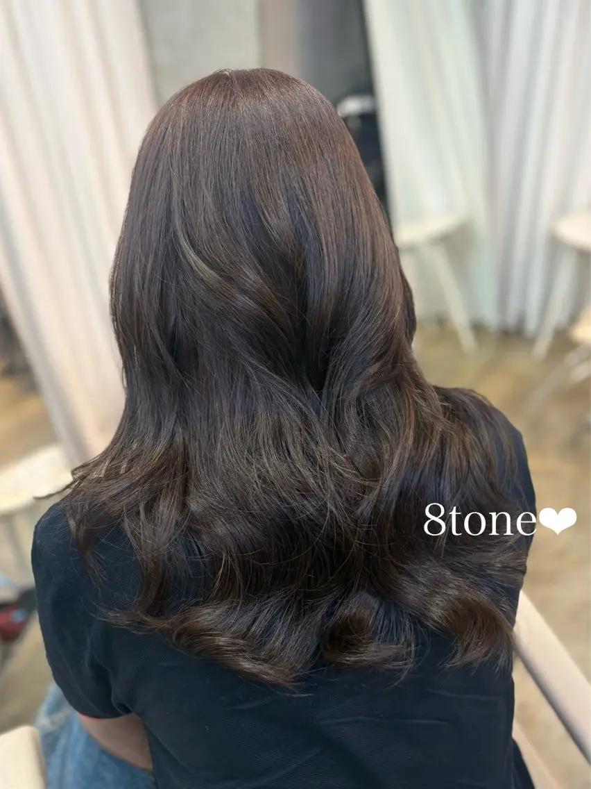 セミロング ヘアカラー トリートメント 透明感カラー/赤み消 しカラー/もものヘアスタイル