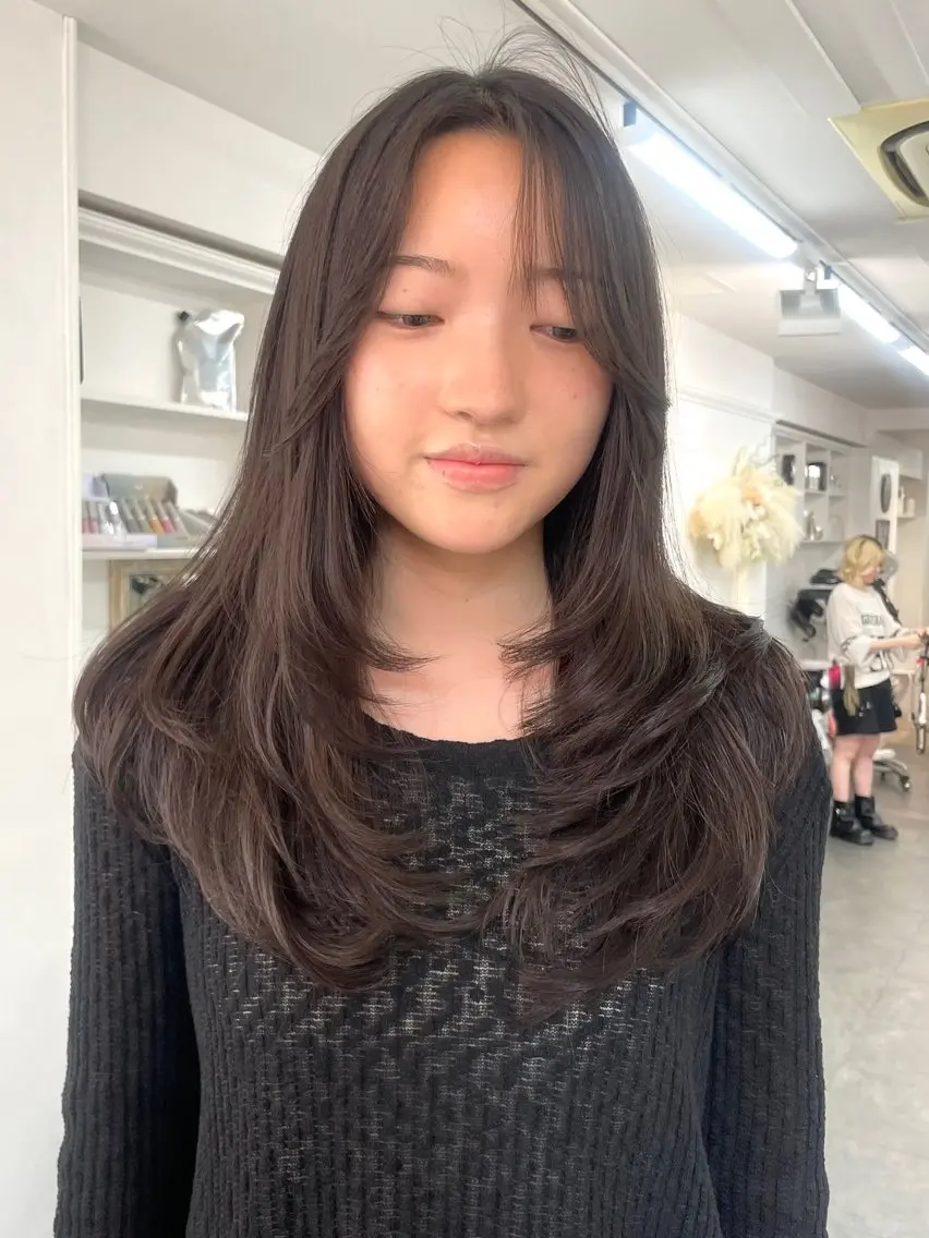 ロング カラー カット ヘアカラー トリートメント 野町好花 レイヤー/髪質改善のヘアスタイル