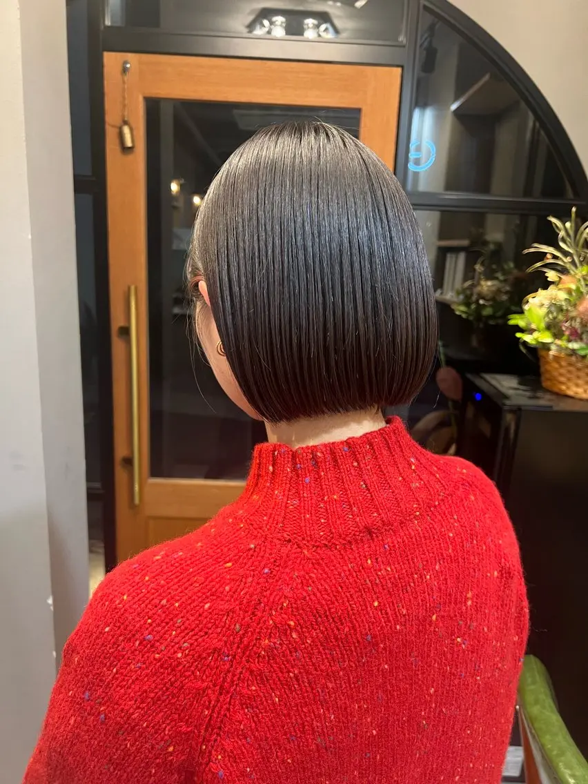 ショート カラー 切りっぱなしボブ ボブ 神戸ボブ✂️ ioe三宮/田 伸佳のヘアスタイル