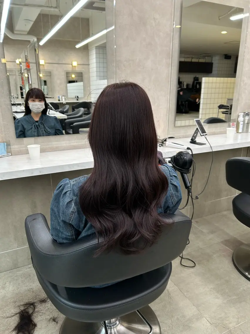 ロング カラー パーマ ヘアアレンジ メンズ キッズ 🦋韓国レイヤー｜ 透明感グレージュ🦋のヘアスタイル