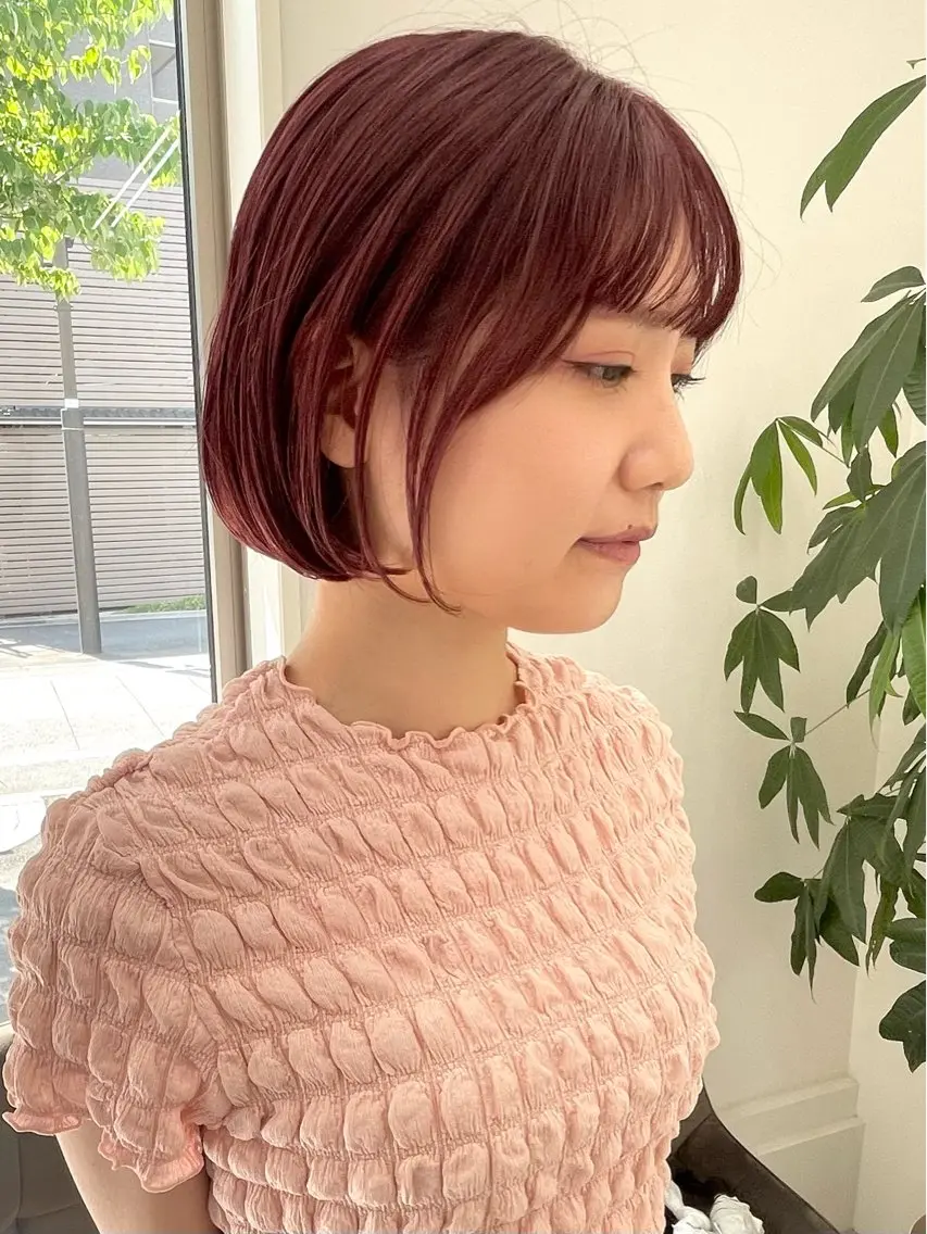 ショート ピンクブラウン ボブ カット ヘアカラー トリートメント 【ボブ/個室サロン】 癒し空間mimuraのヘアスタイル
