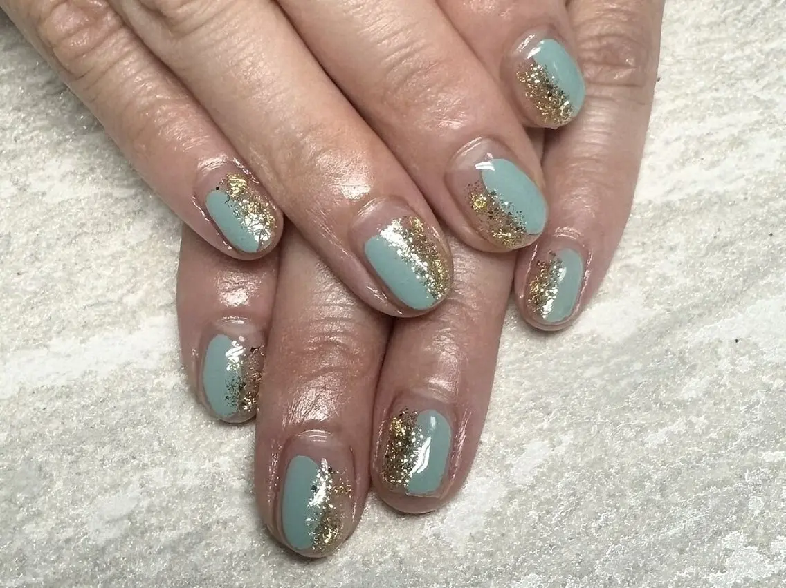 ネイル アートネイル ブルー 韓国ネイル ニュアンスネイル ハンドネイル JULIE NAILのネイルデザイン