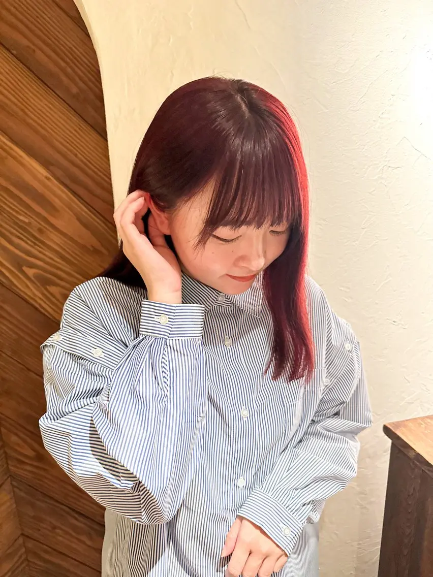 セミロング カラー ヘアアレンジ 🤎ono/ 切りっぱなしボブ🤎のヘアスタイル