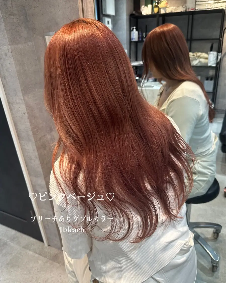 ロング カラー ベージュカラー ブリーチ ダブルカラー ピンクカラー ピンクベージュ カット ヘアカラー トリートメント 🪄🫧ハイトーン/ 乙津茜🐰L'wisのヘアスタイル