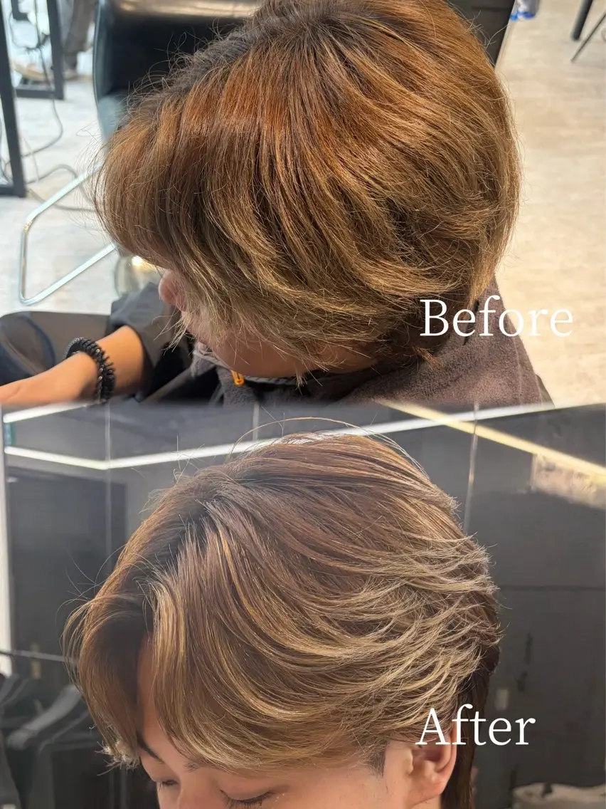 メンズ メンズブリーチ メンズハイライト カット 縮毛矯正 🍒KUMAGAI 🍒のヘアスタイル
