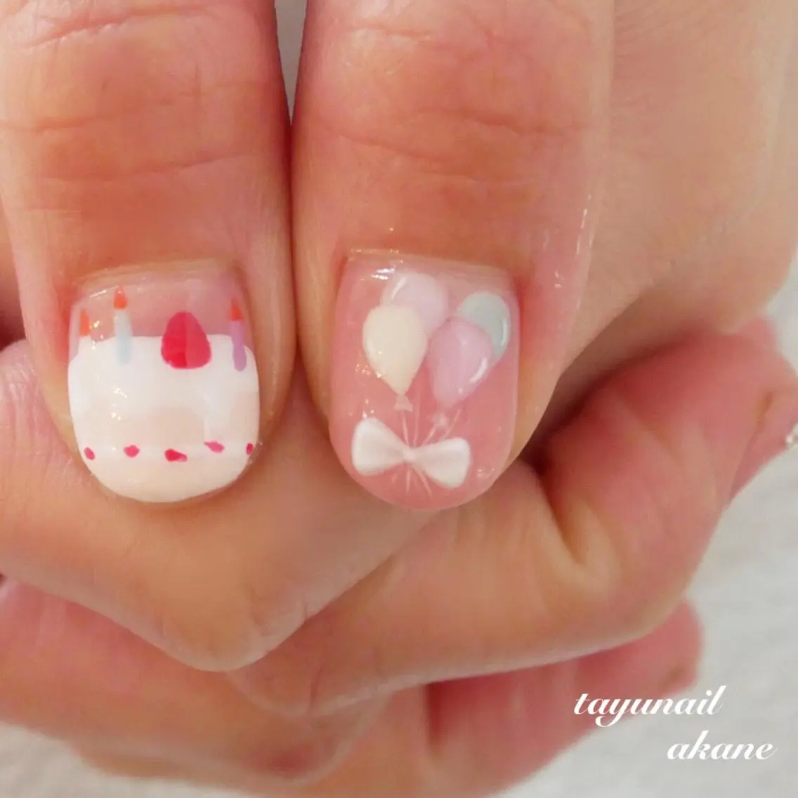 ネイル アートネイル ブルー ジェルネイル パラジェル ピンク ハンドネイル ネイルサロン 【たゆnail】のネイルデザイン