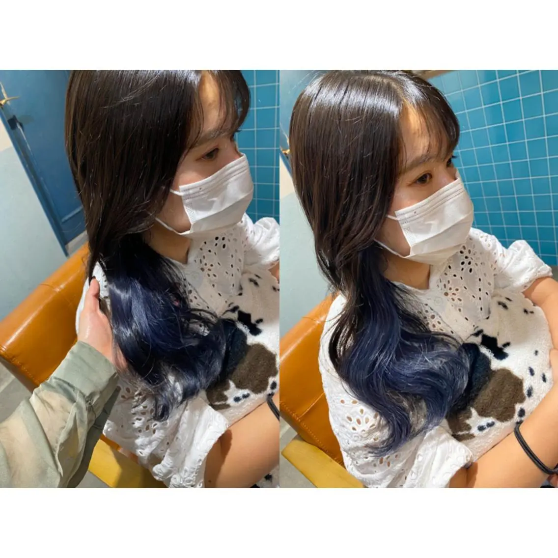 カラー ネイビーカラー 🩵盛れる顔周りヘア EMI🩵のヘアスタイル