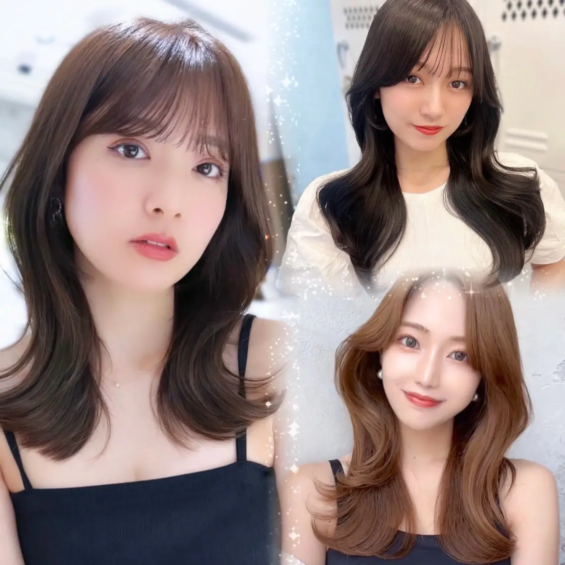 ミディアム カラー ヘアアレンジ 顔周りカット 似合わせカット 小顔カット カット ヘアカラー トリートメント 骨格別小顔カット/ 顔周りカット/金井のヘアスタイル
