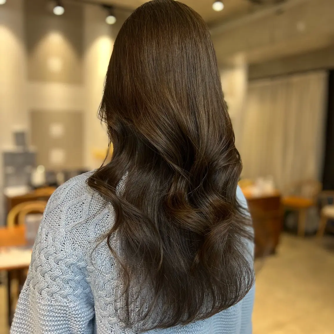 ロング カラー 透明感カラー オレンジ ヘアカラー トリートメント ムツキ/品のある 艶カラー/縮毛矯正のヘアスタイル