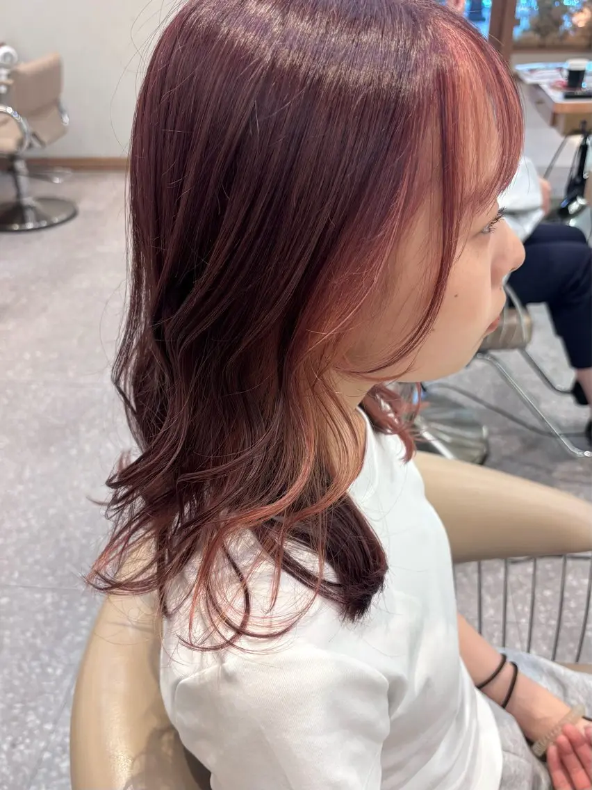 セミロング カラー 梅田美容室 山崎海波のヘアスタイル
