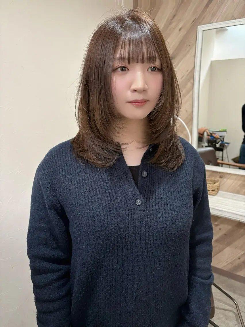 セミロング レイヤーカット カット ヘアカラー 城島 大輝のヘアスタイル