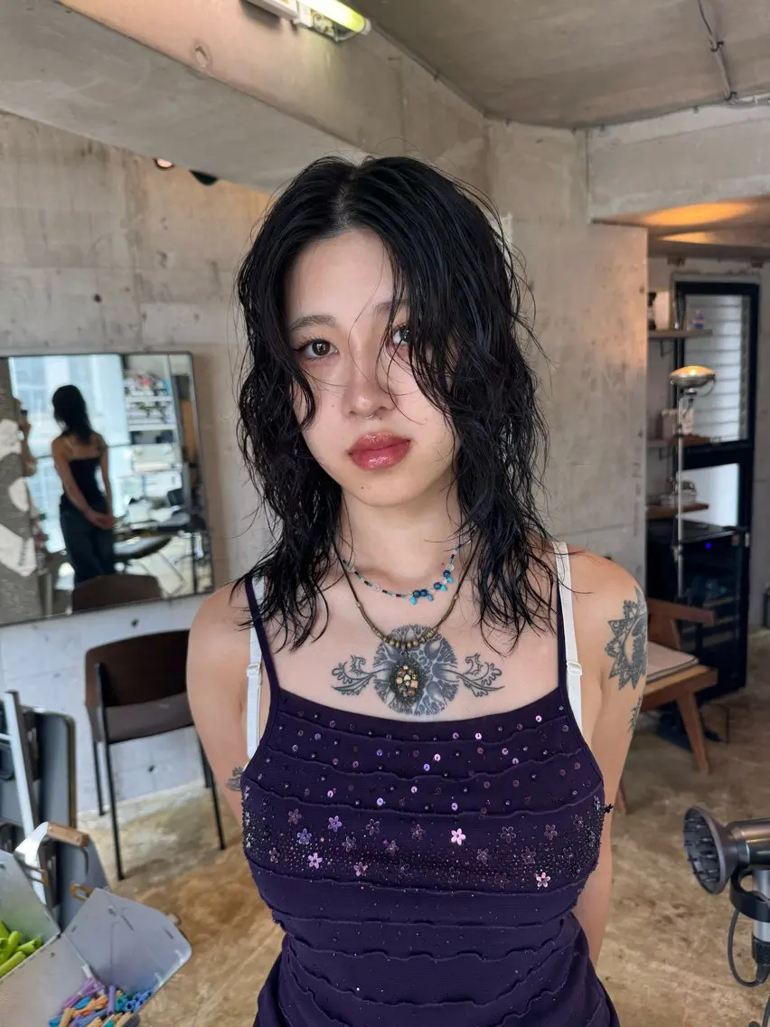 セミロング カラー パーマ セミロングパーマ ボブ レイヤーカット カット パーマ YOKO/パーマ レイヤーカットのヘアスタイル