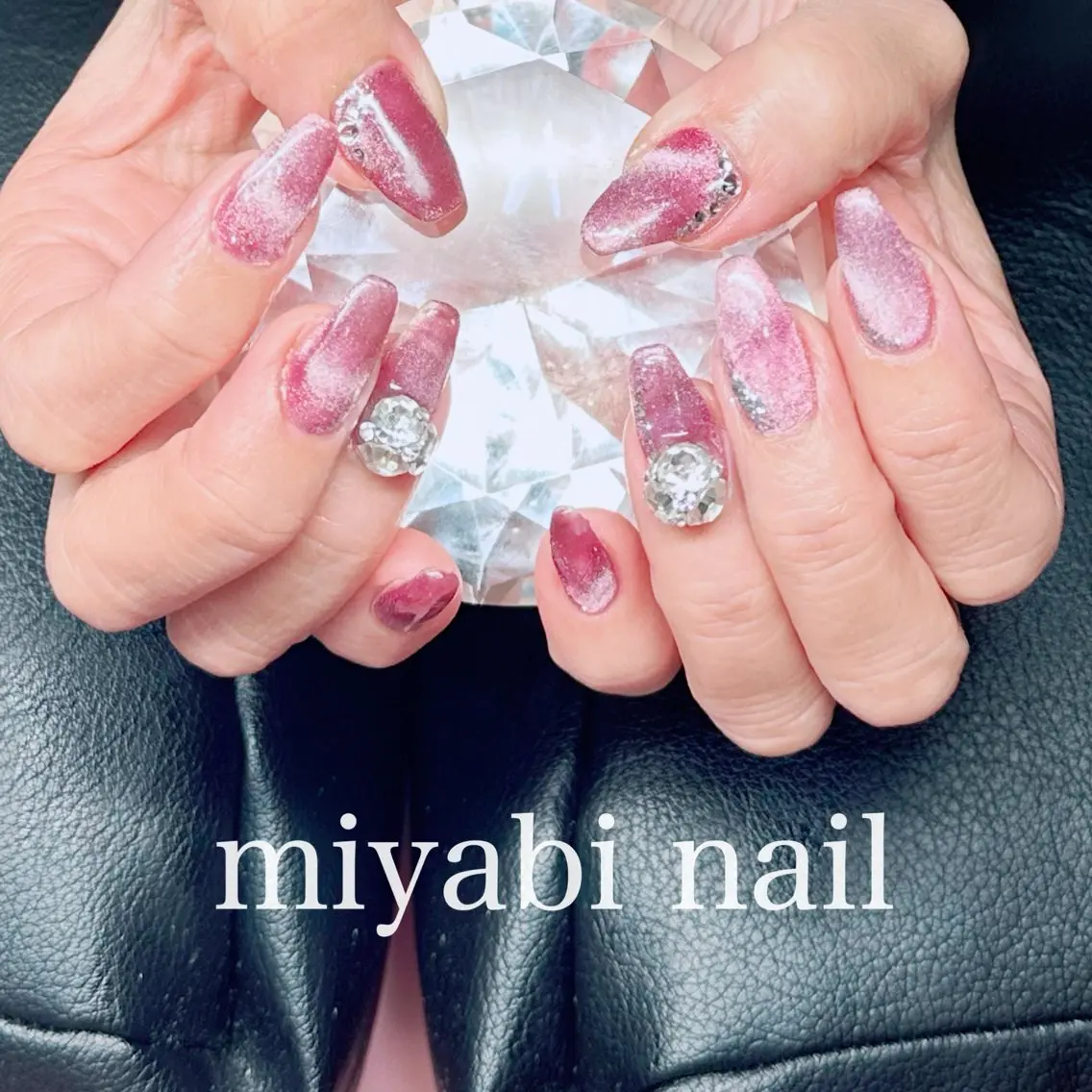 ネイル ジェルネイル キラキラネイル ラメ(グリッター) マグネットネイル 持ち込み ハンドネイル miyabi nail 桂川駅近くのネイルデザイン