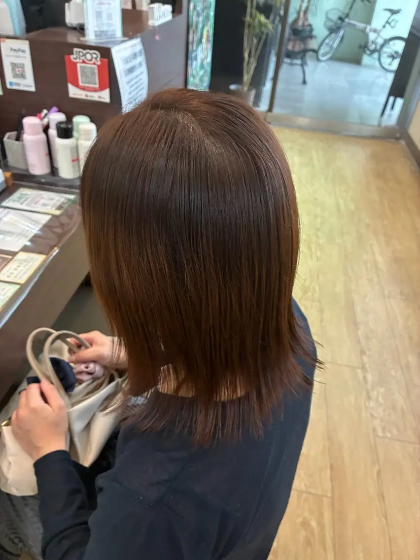 ミディアム カラー 外ハネヘア カット トリートメント 髪質改善カラー/ Ryoのヘアスタイル