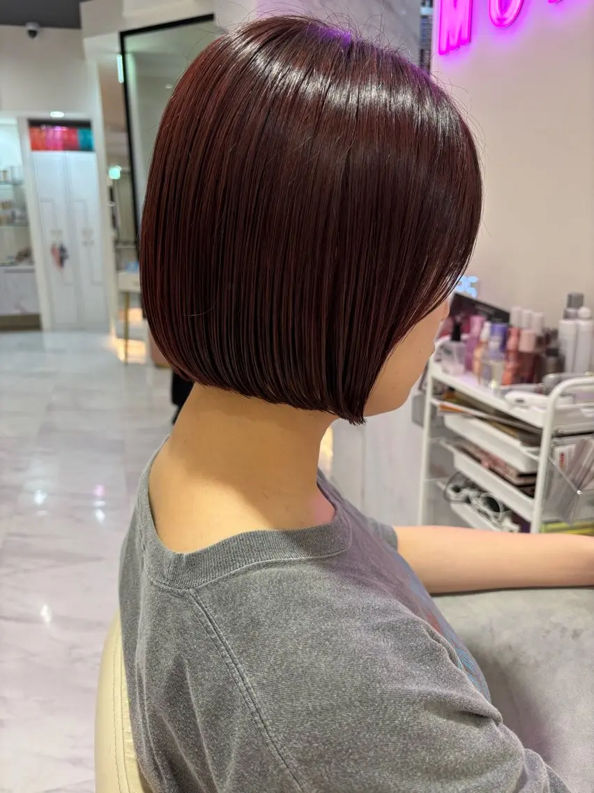 ショート カラー ブラウンカラー レッドカラー レッドブラウン ボブ SAYAKA 🍒／ボブ／暖色のヘアスタイル